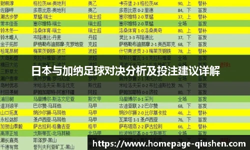 日本与加纳足球对决分析及投注建议详解